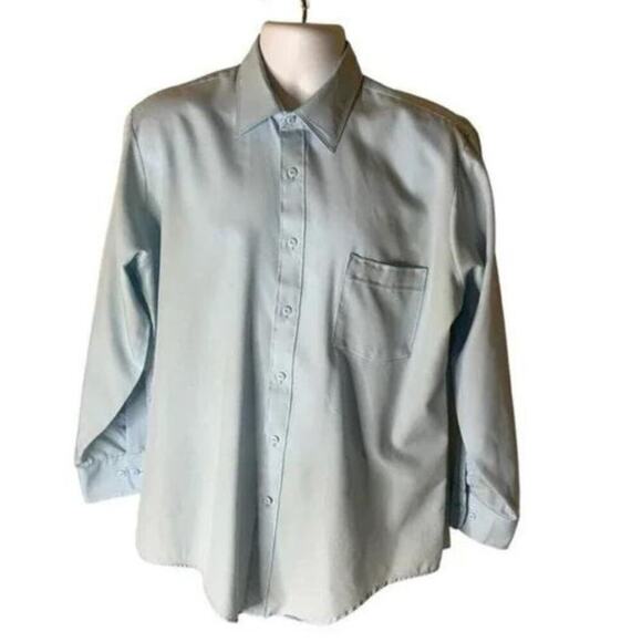 JC Penny Lustre Silk Dress Shirt Men's Size 16.5 Long Sleeve Button Front Pocket - Picture 3 of 6